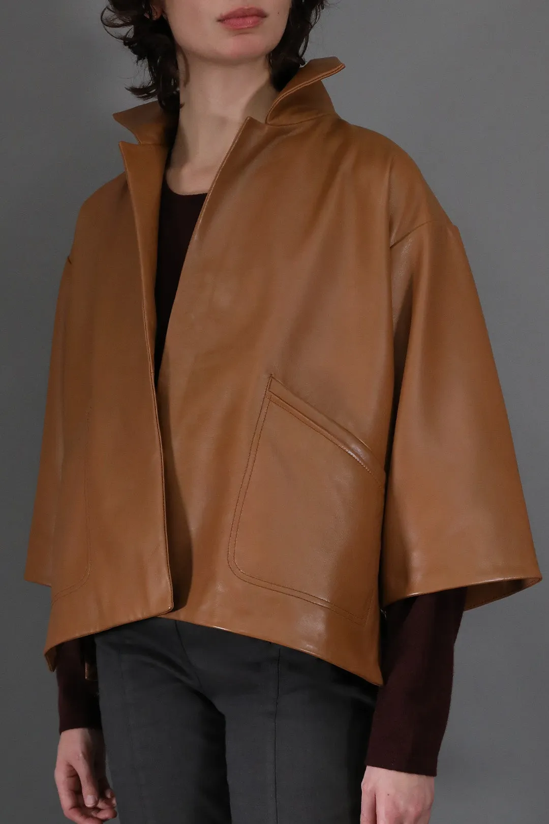 RIMINI LEATHER JACKET IN CAMEL