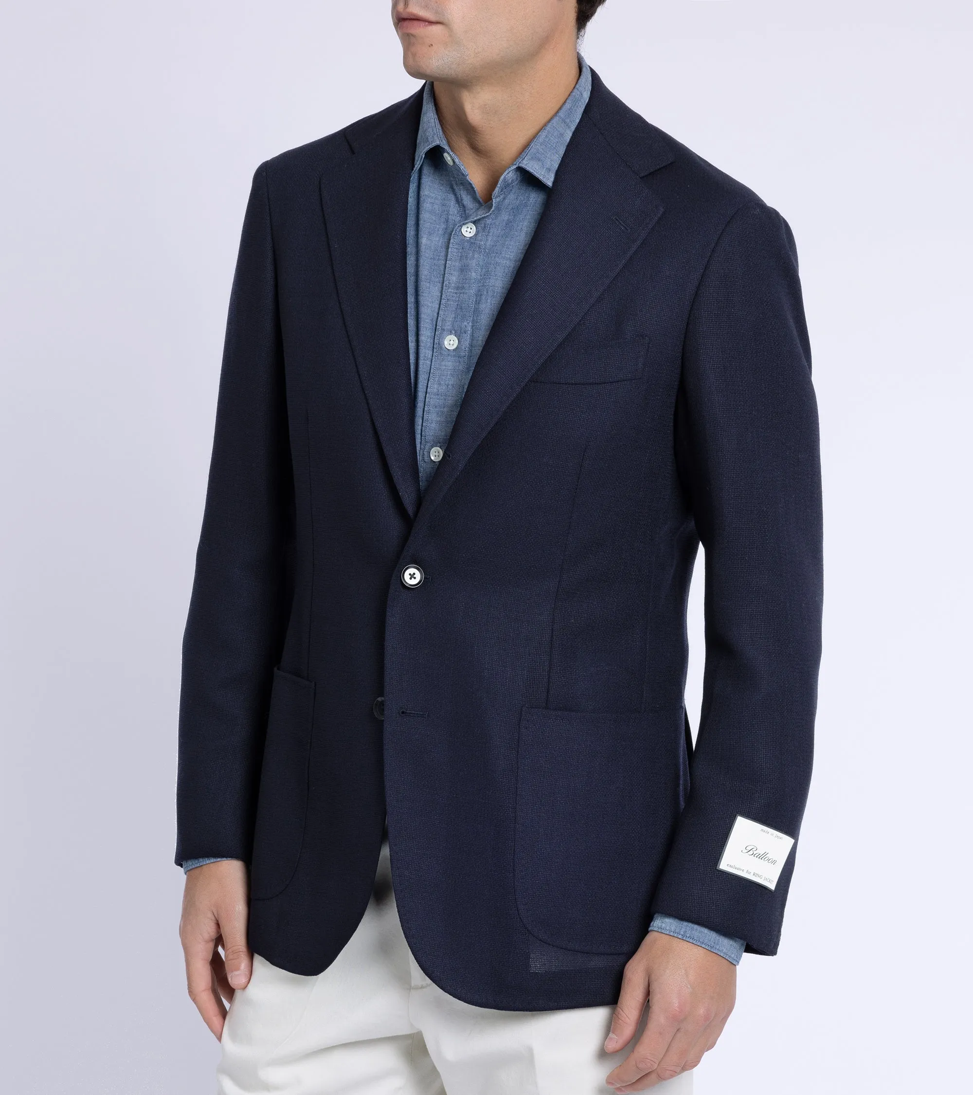 Ring Jacket Wool Mesh Balloon Jacket: Navy