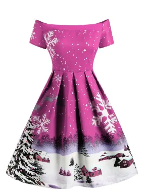 Rose Purple 1950s Snowfall Dress