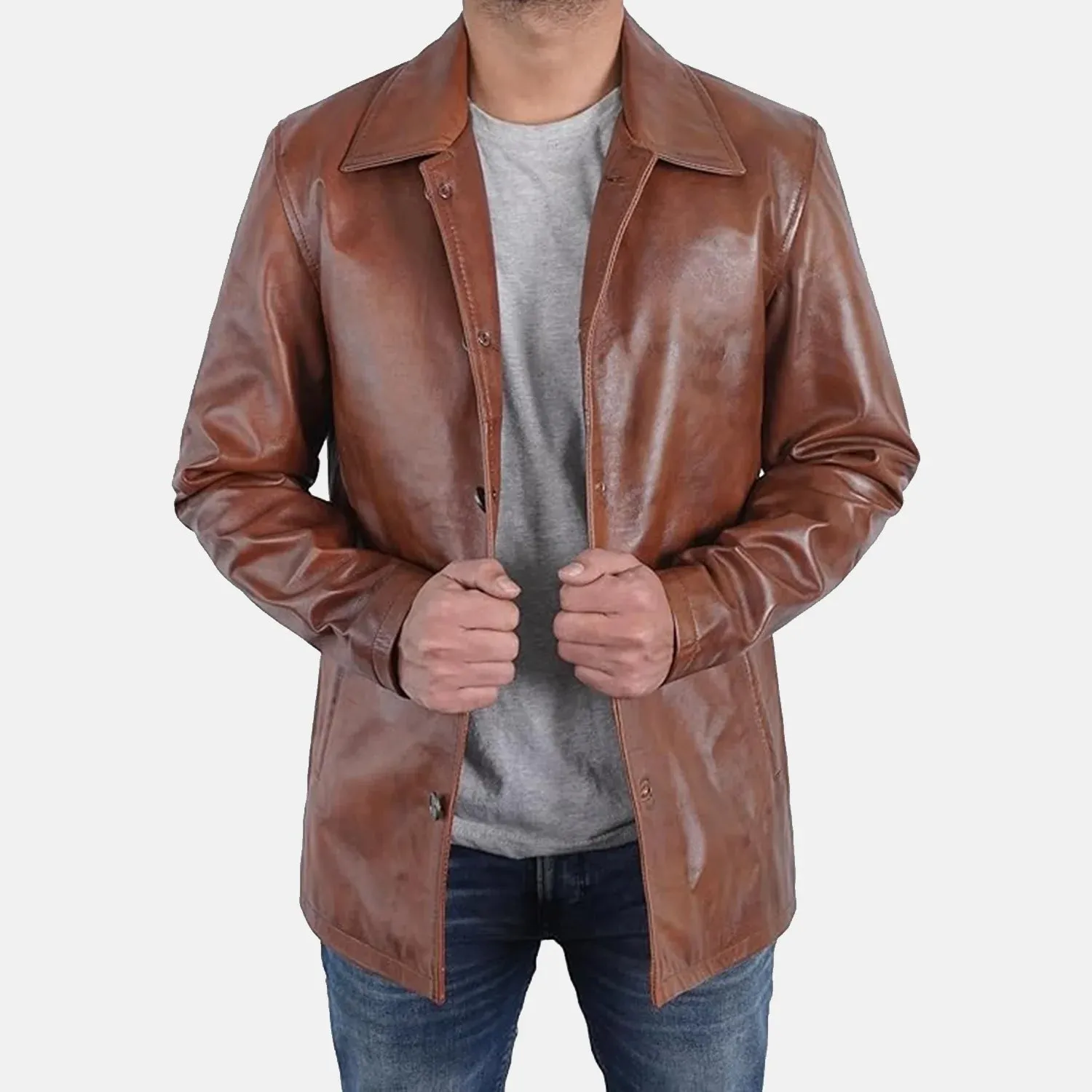 Royal Rogue Leather Blazer Men