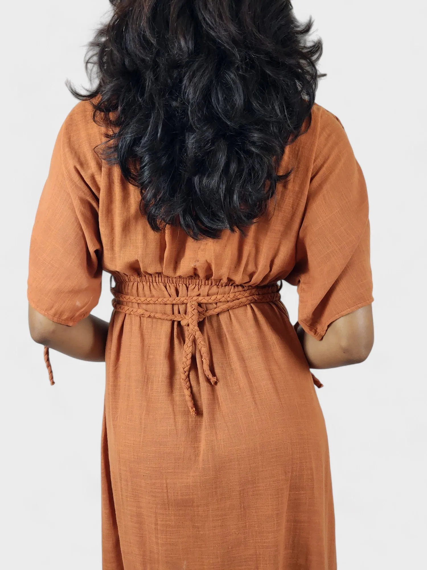 Rust Organic Cotton Rope Goddess Maxi Dress