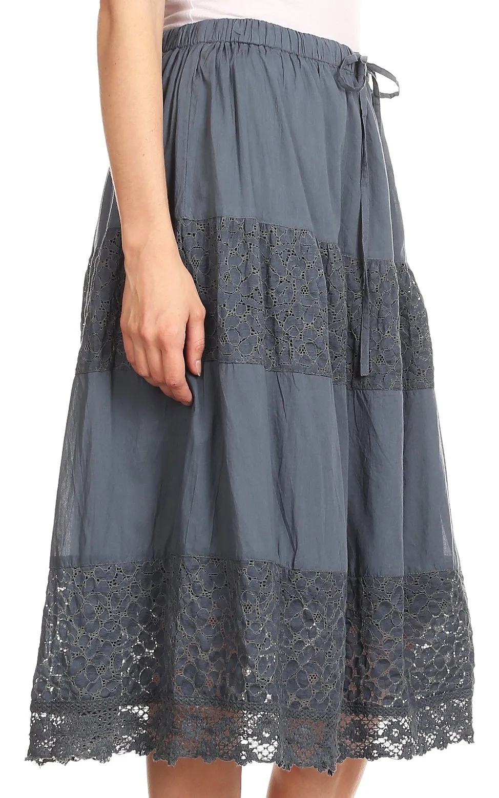 Sakkas Celeste Boho Lace Skirt with Elastic Waistband