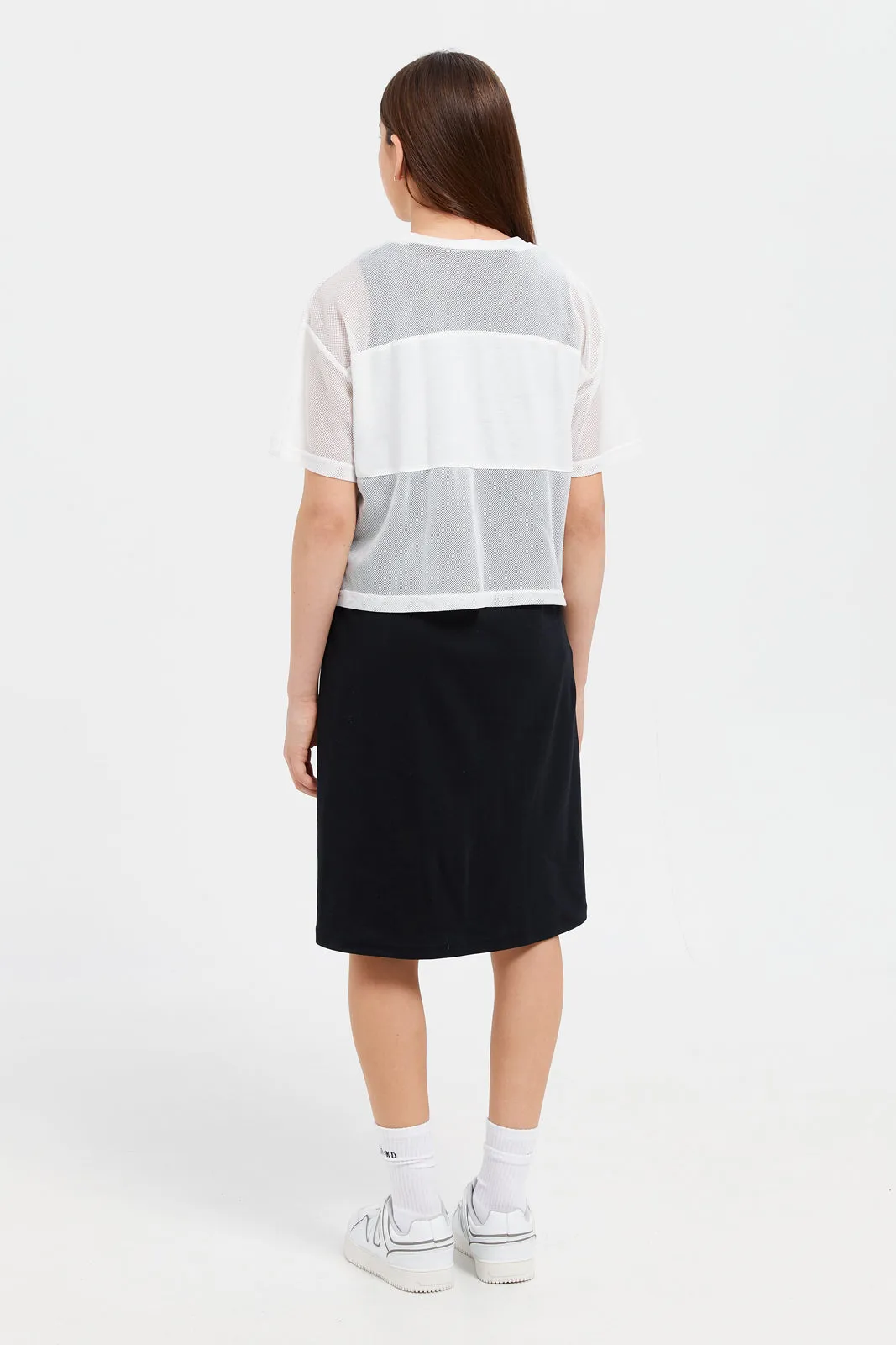 Senior Girls White And Black Twofer Dress