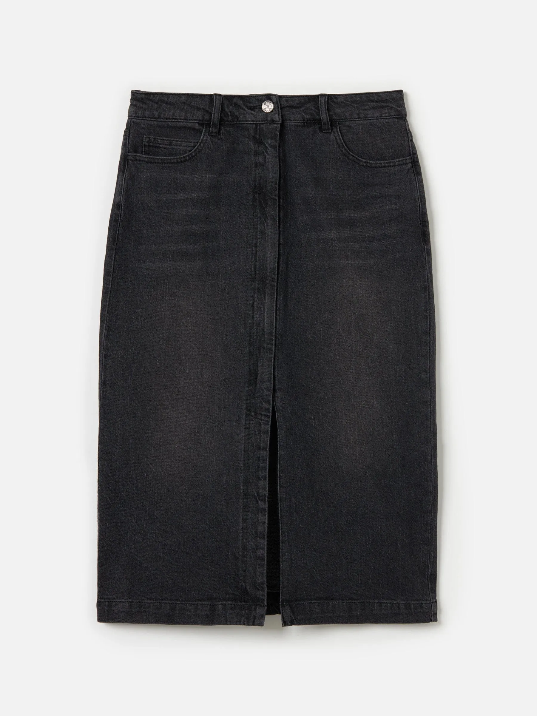 Seville Denim Midi Pencil Zip Skirt