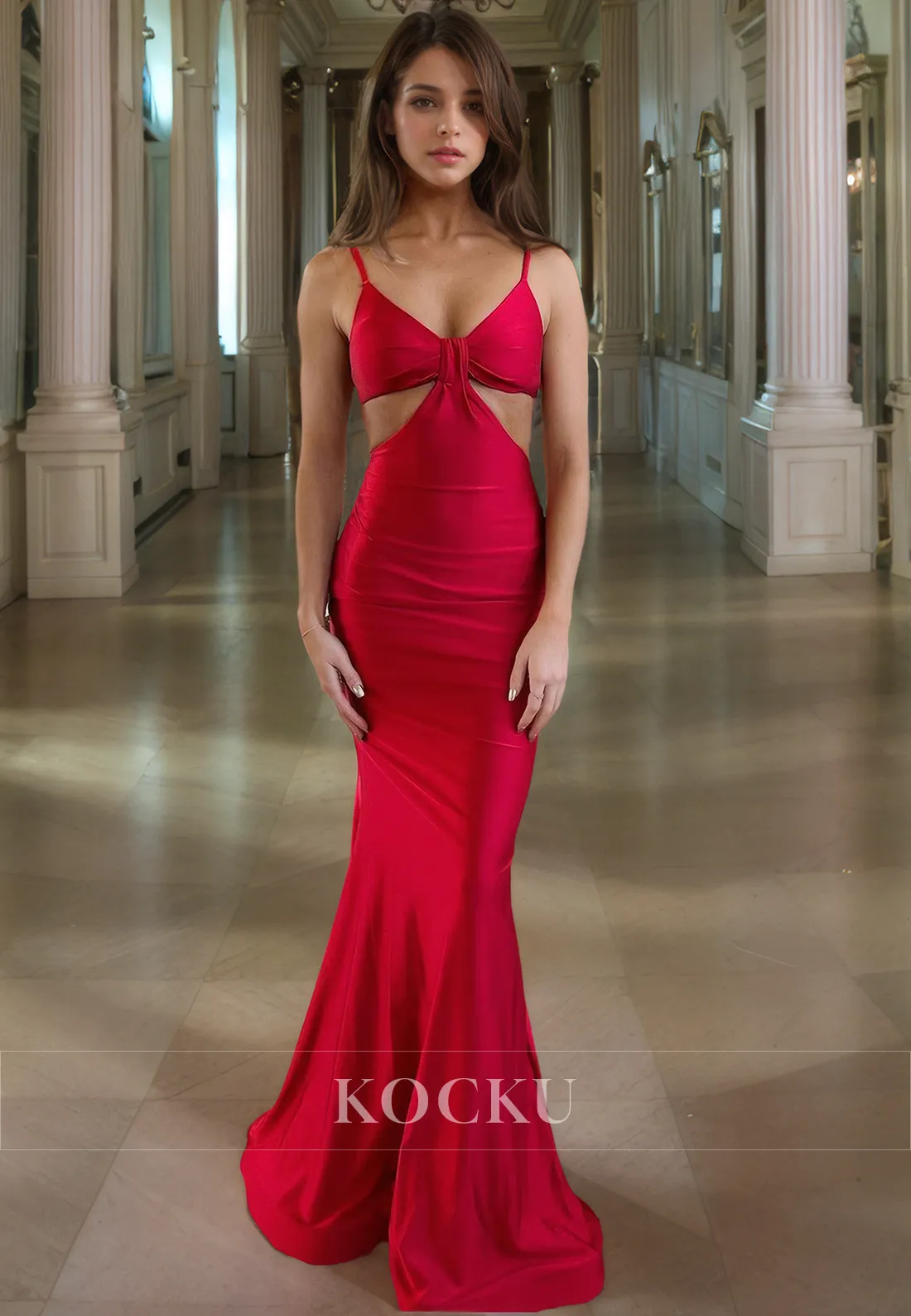 Sexy & Morden Spaghetti Straps V-Neck Evening Party Prom Dress