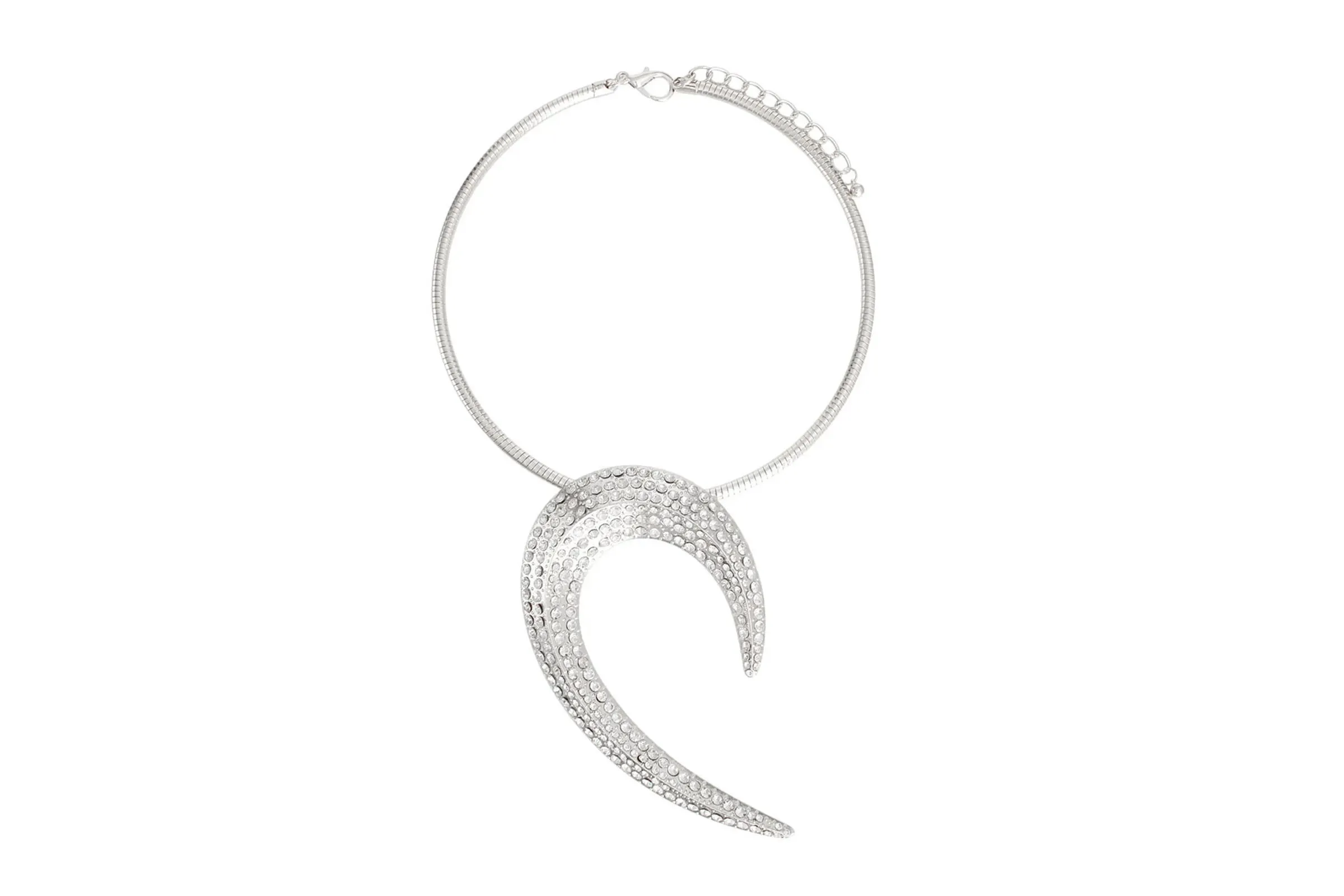 Silver Rhinestone Hook Collar Set