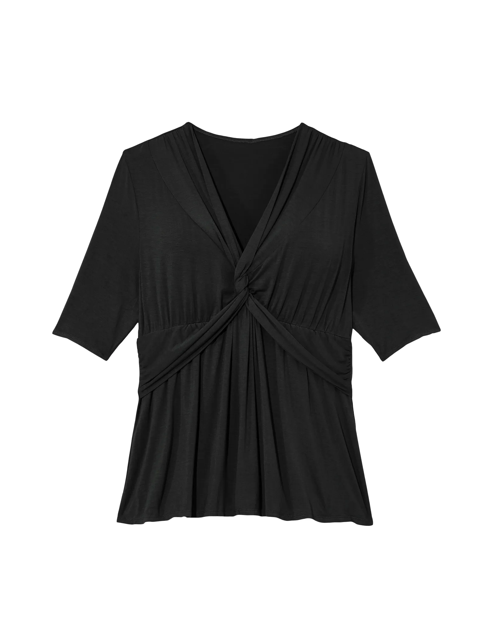 Simone Knit Jersey Twist Top | Black