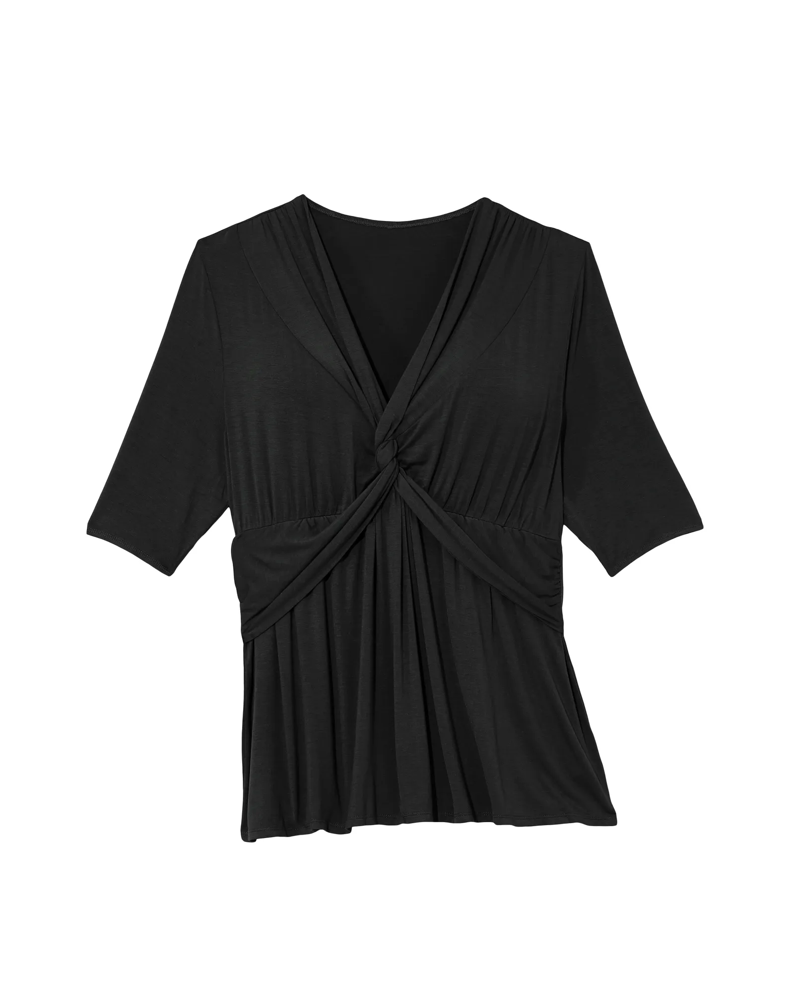 Simone Knit Jersey Twist Top | Black