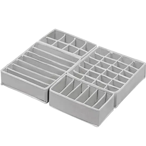 SimpleHouseware Closet Underwear Organizer Drawer Divider 4 Set, Gray