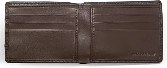 Skechers Men's Passcase RFID Leather Wallet with Flip Pocket