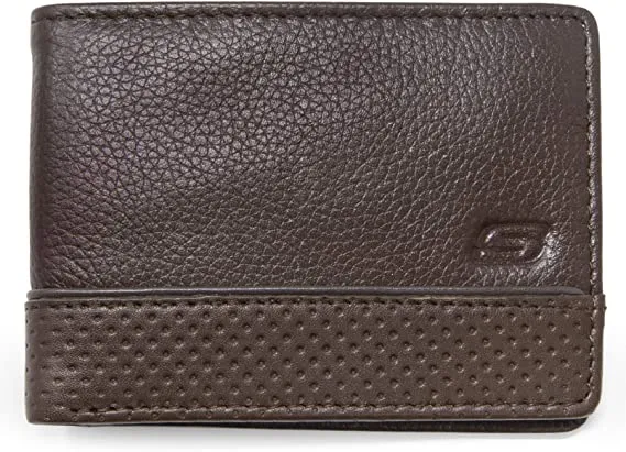 Skechers Men's Passcase RFID Leather Wallet with Flip Pocket