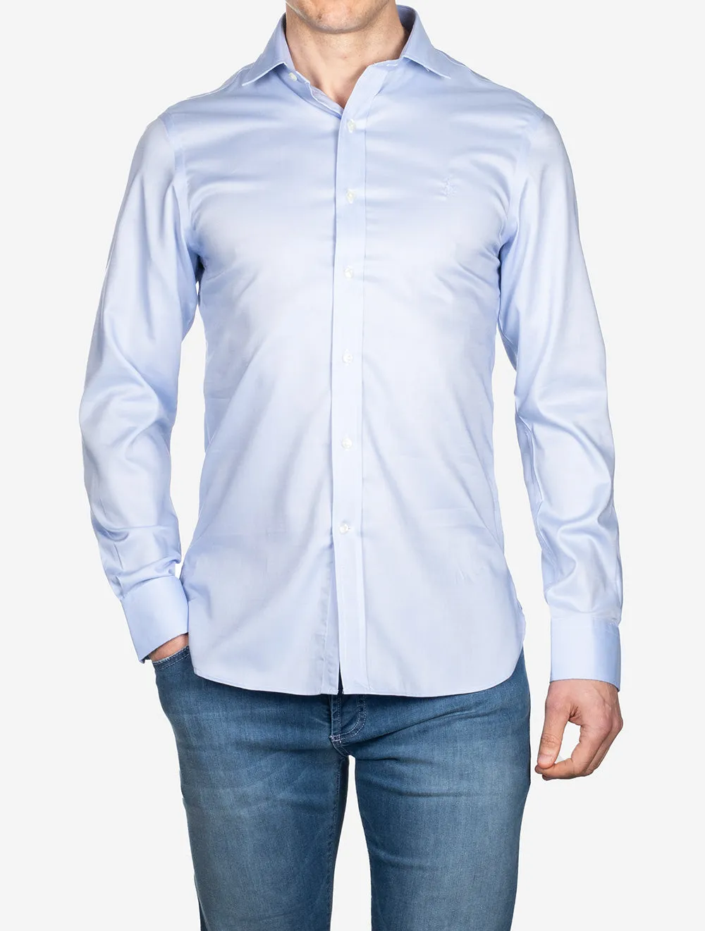 Slim Plain Dress Shirt Blue