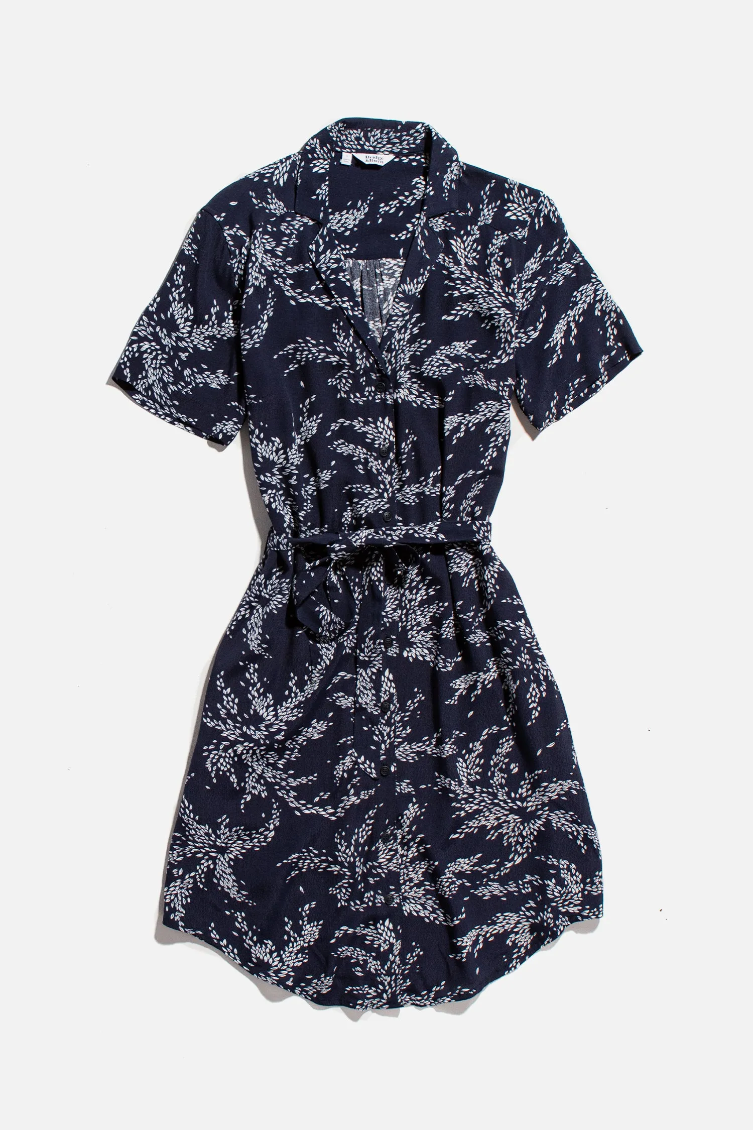 Sofia Shirt Dress / Navy Leaf