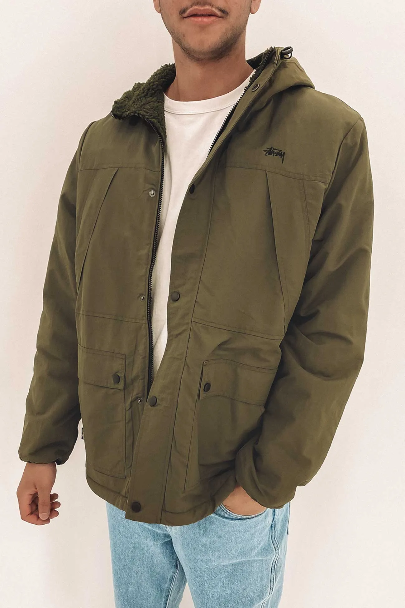 Stock Sherpa Reversible Jacket Flight Green Black