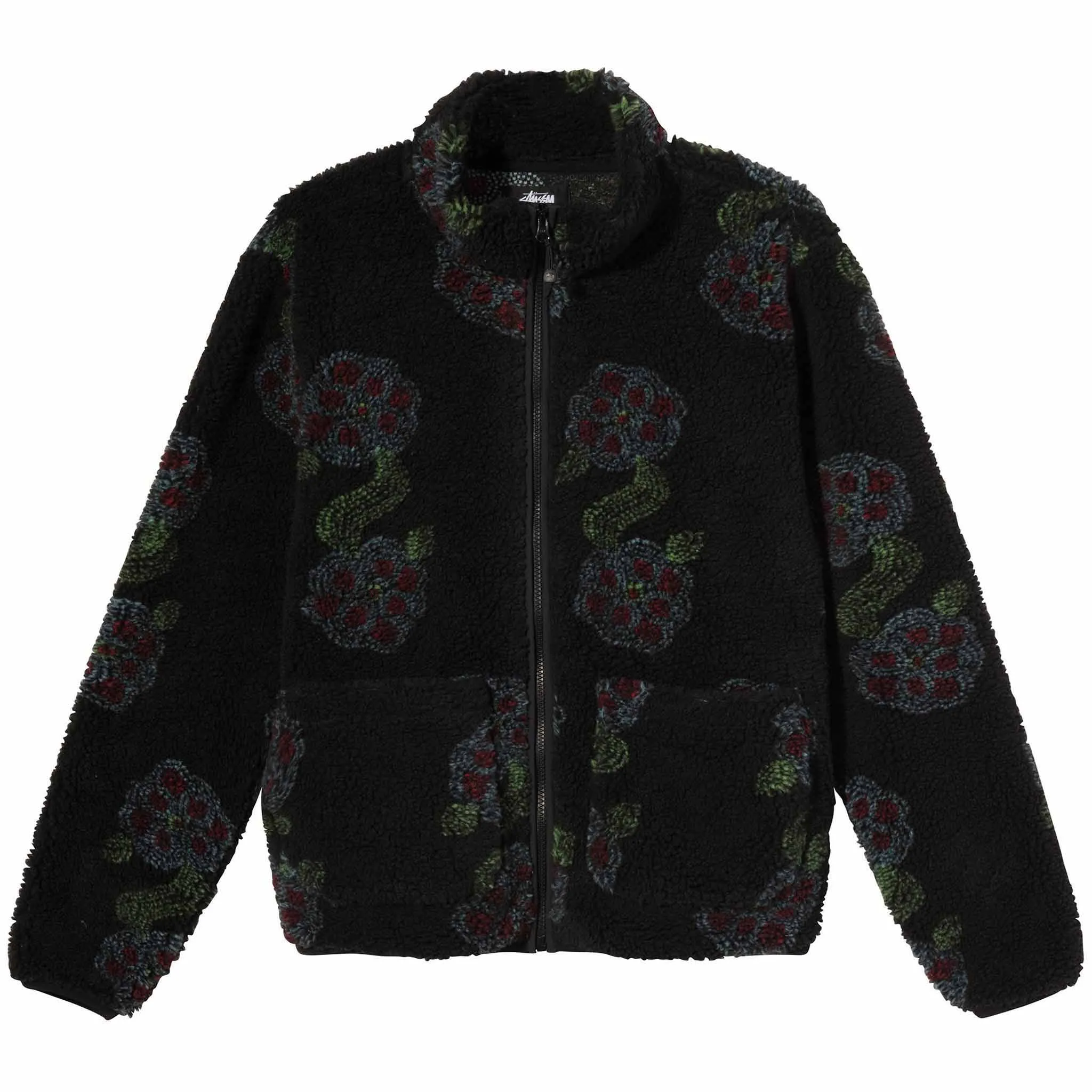 Stussy Flor Sherpa Mock Neck Black