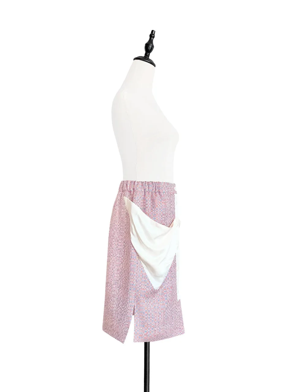 Surprise Sale! Confetti Contrast Trim Patch Drape Pocket Pencil Skirt