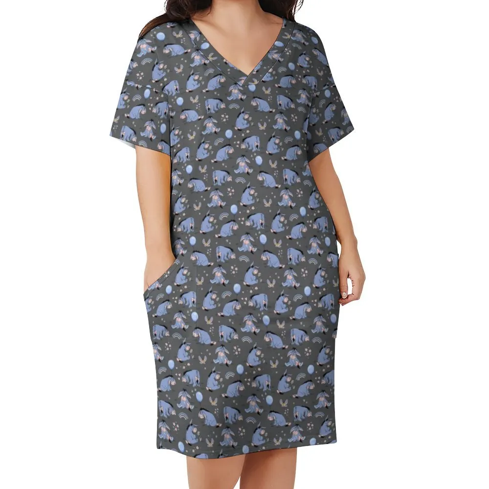 Thanks For Noticing Me Women's V-neck Loose Dress With Pockets