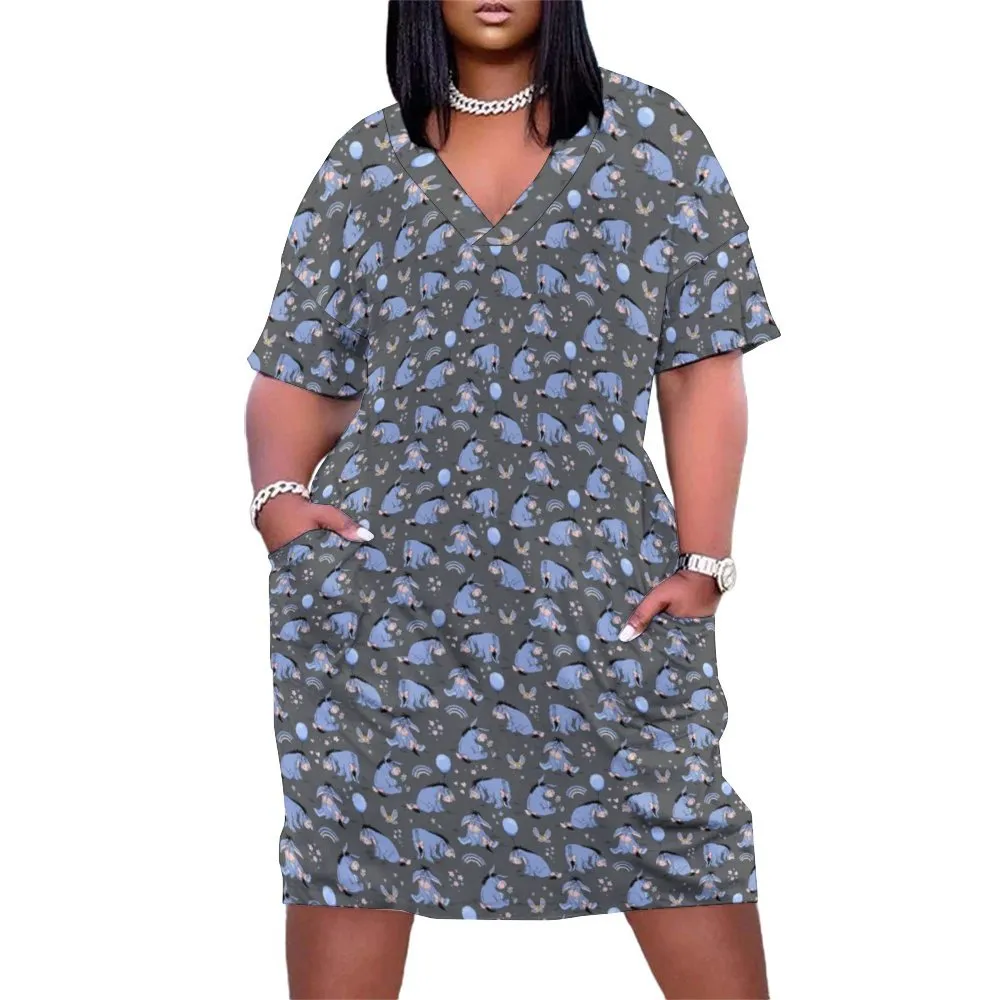 Thanks For Noticing Me Women's V-neck Loose Dress With Pockets