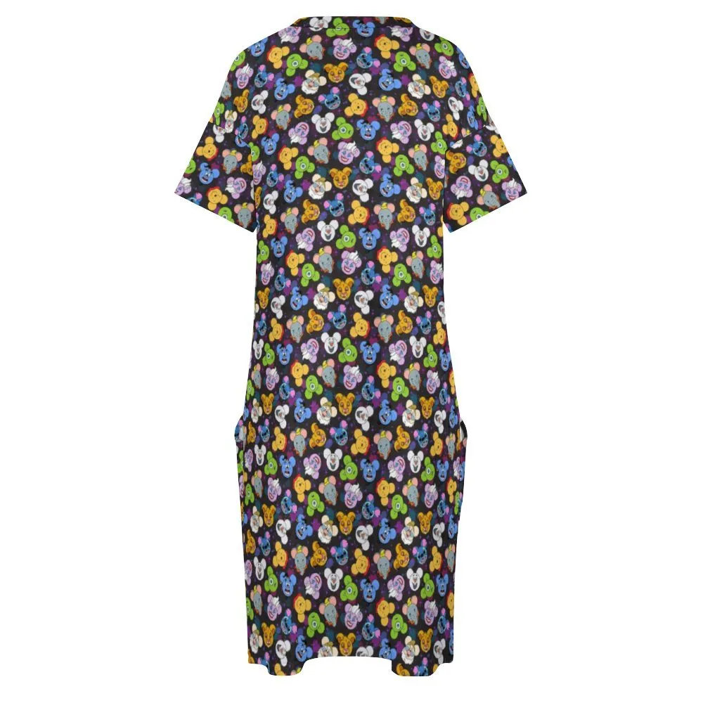 The Magical Gang Women's V-neck Loose Dress With Pockets