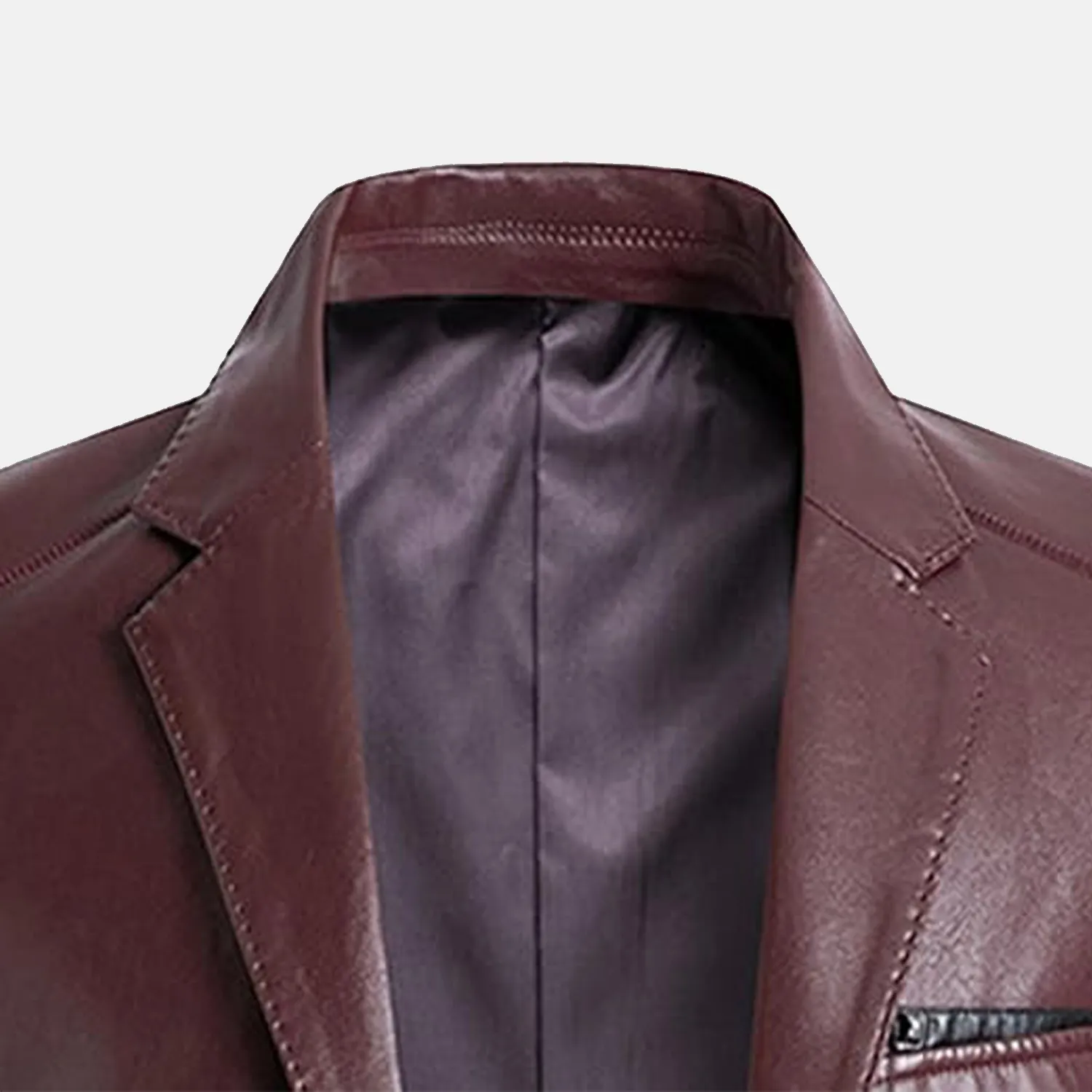 Thorne Maroon Leather Blazer Jacket