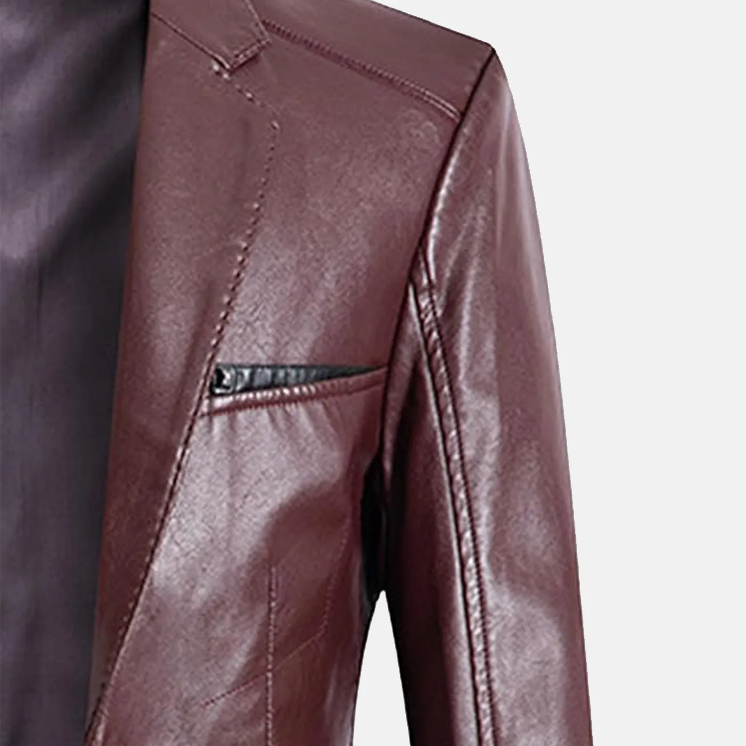 Thorne Maroon Leather Blazer Jacket