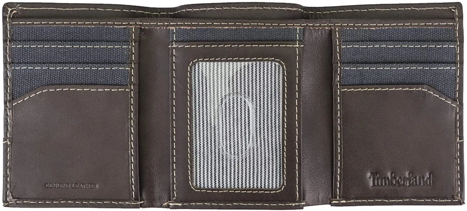 Timberland Men's Canvas & Leather Trifold Wallet