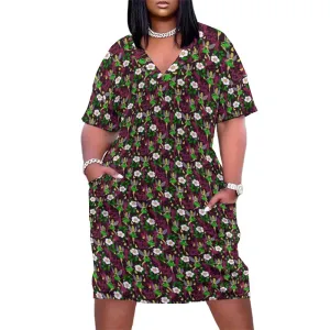 Tinker Bell Women's V-neck Loose Dress With Pockets