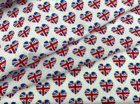 Union Jack Hearts - Poly/Cotton Print