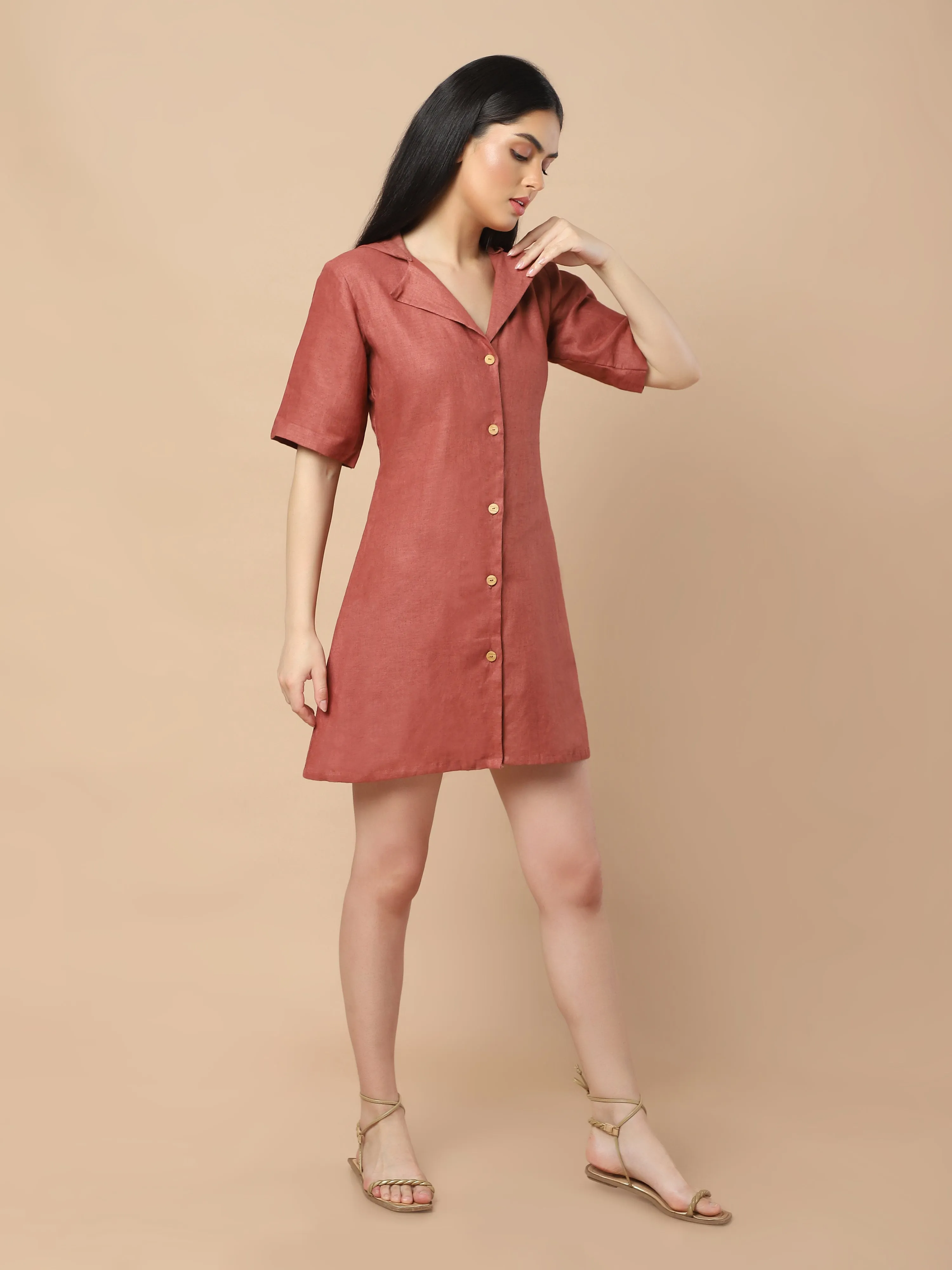 Urban Elegance: Hooded Hemp Shirt Dress