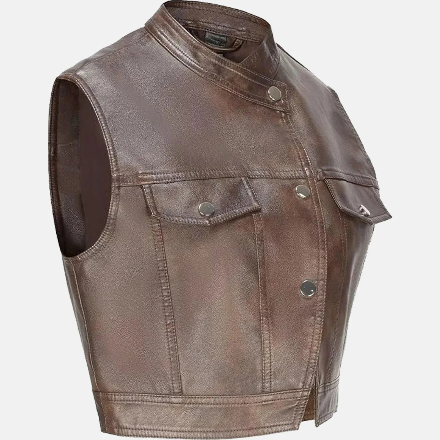 Urban Grit Leather Vest for Women