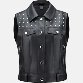 Urban Grit Leather Vest for Women