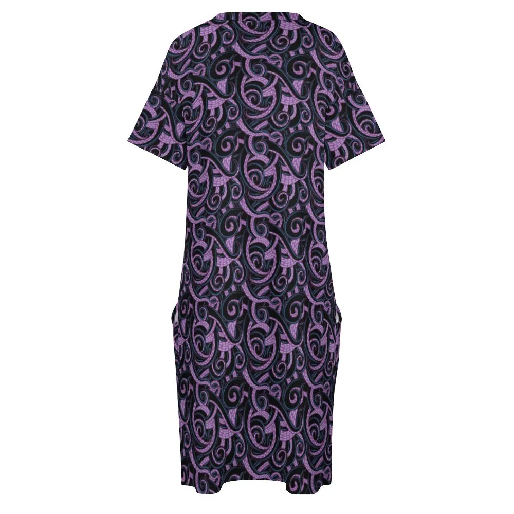 Ursula Tentacles Women's V-neck Loose Dress With Pockets