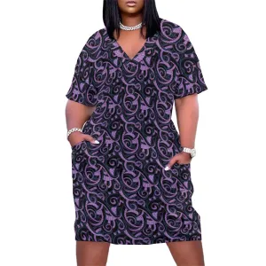 Ursula Tentacles Women's V-neck Loose Dress With Pockets