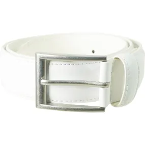 Vangelo Men Classic Dress Belt White