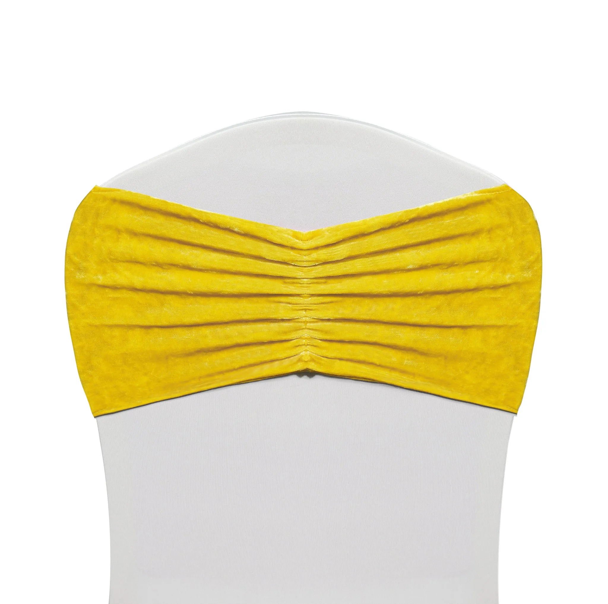 Velvet Ruffle Stretch Chair Band - Canary Yellow