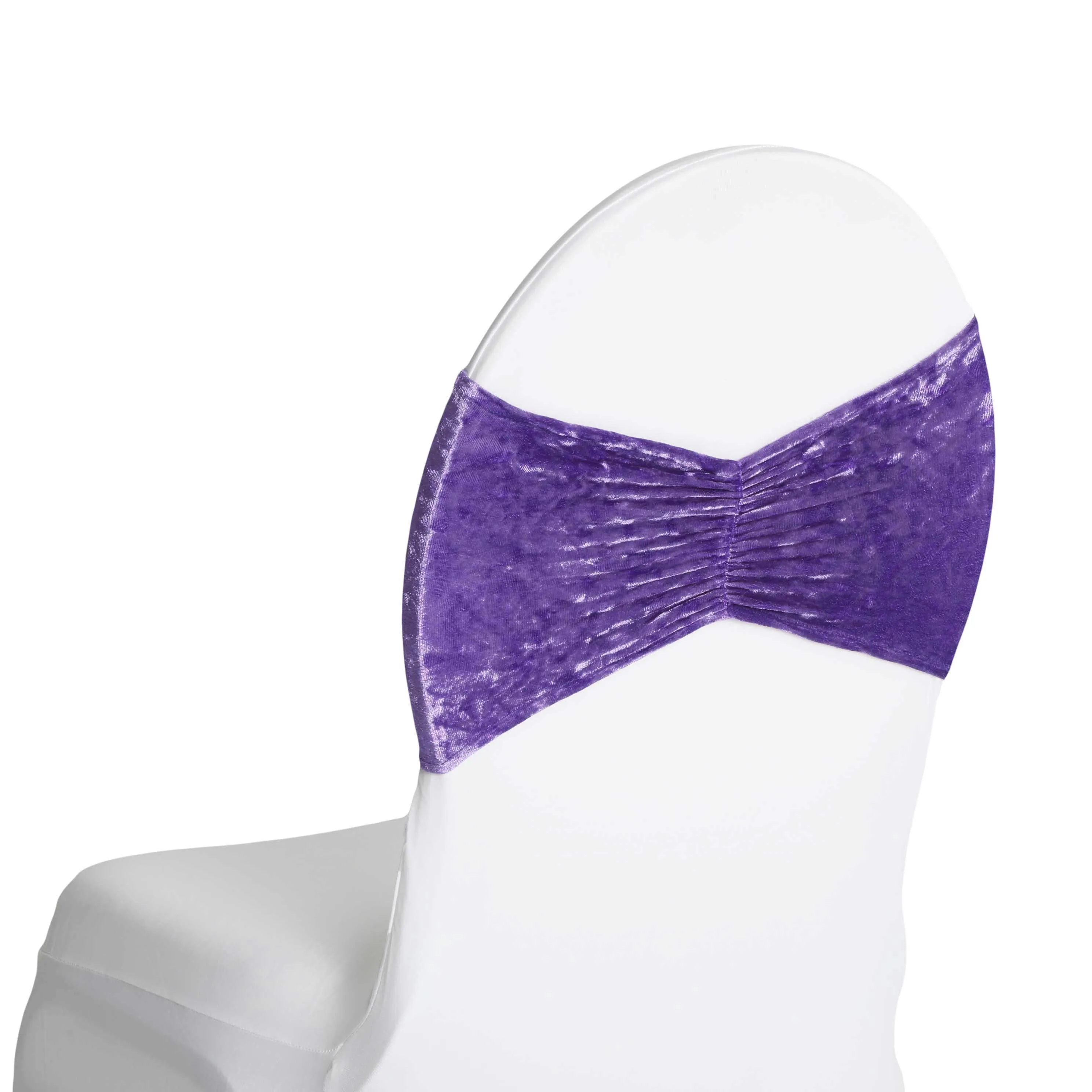 Velvet Ruffle Stretch Chair Band - Purple