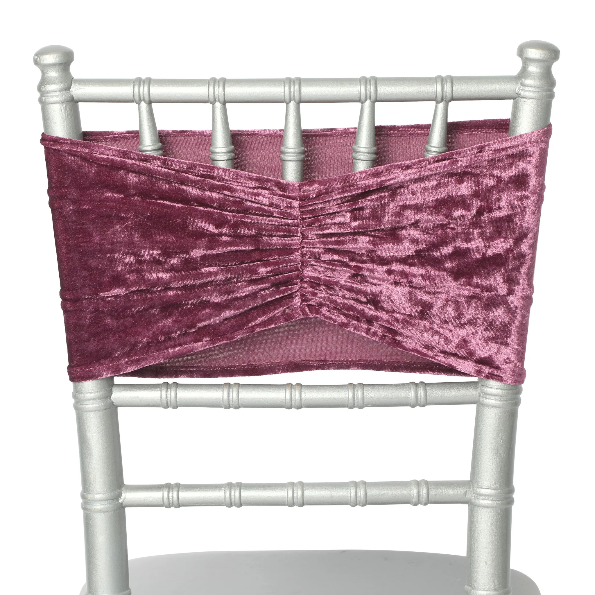 Velvet Ruffle Stretch Chair Band - Violet