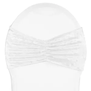 Velvet Ruffle Stretch Chair Band - White