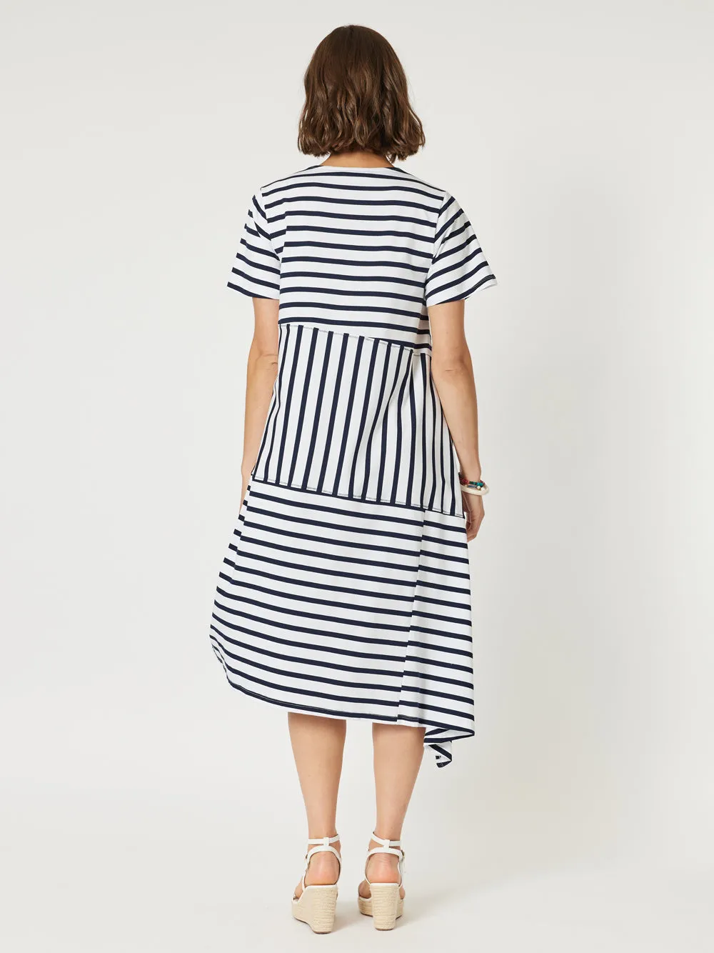 Vice Versa Spliced Dress - Navy/White