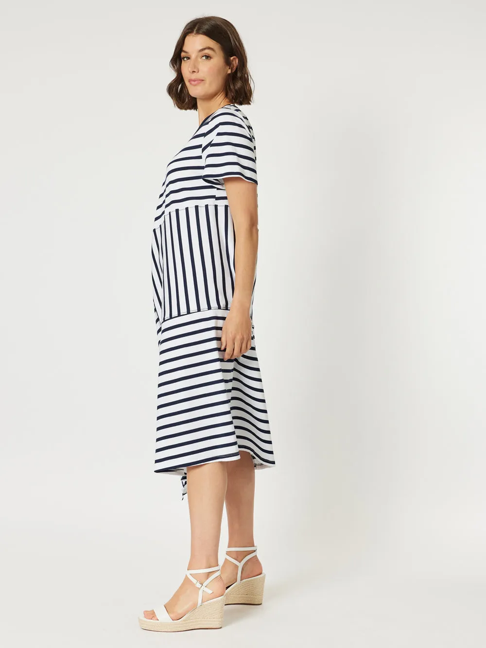 Vice Versa Spliced Dress - Navy/White