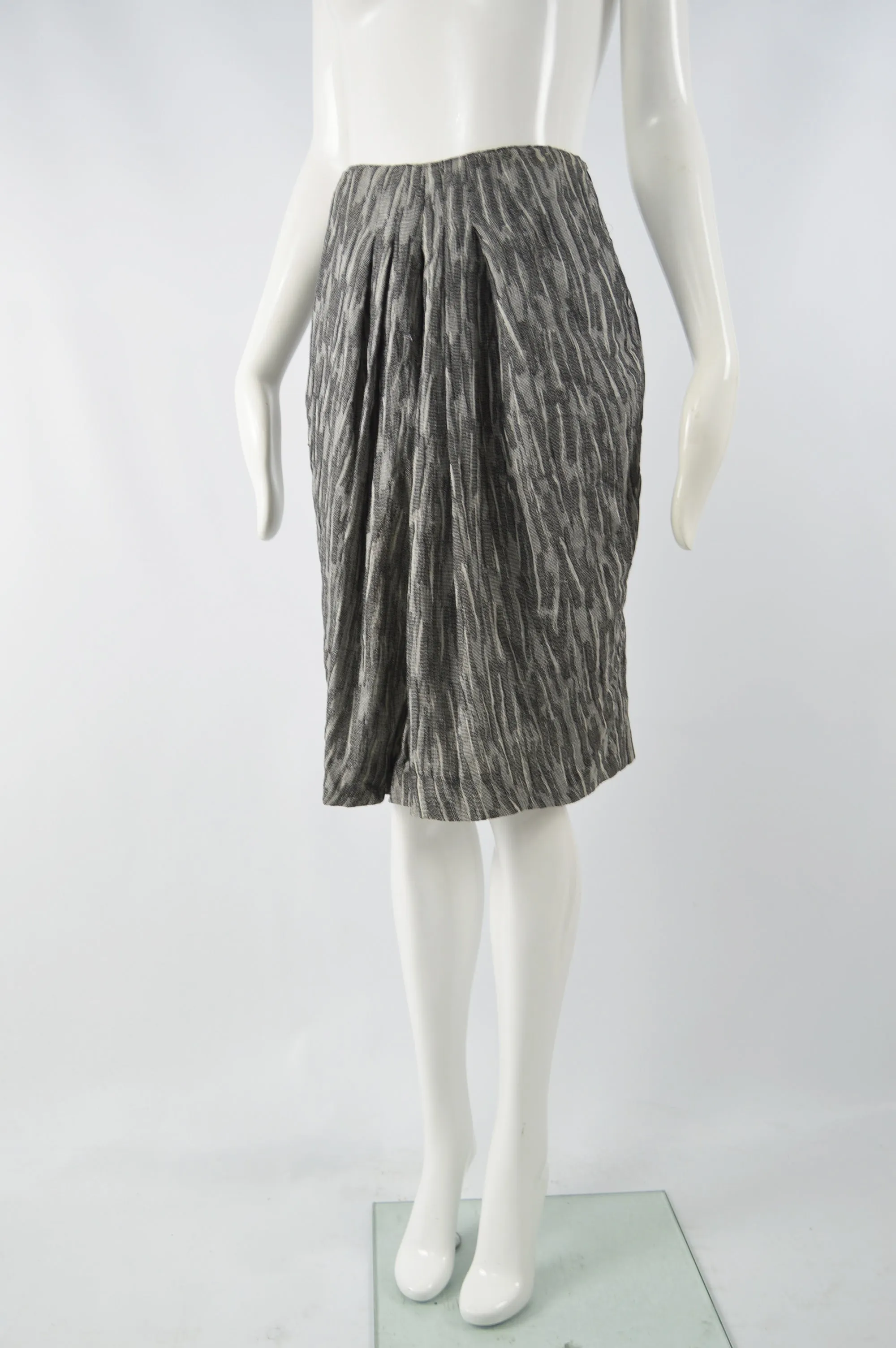 Vintage Textured Pleated Wool Gauze Skirt, 1990s