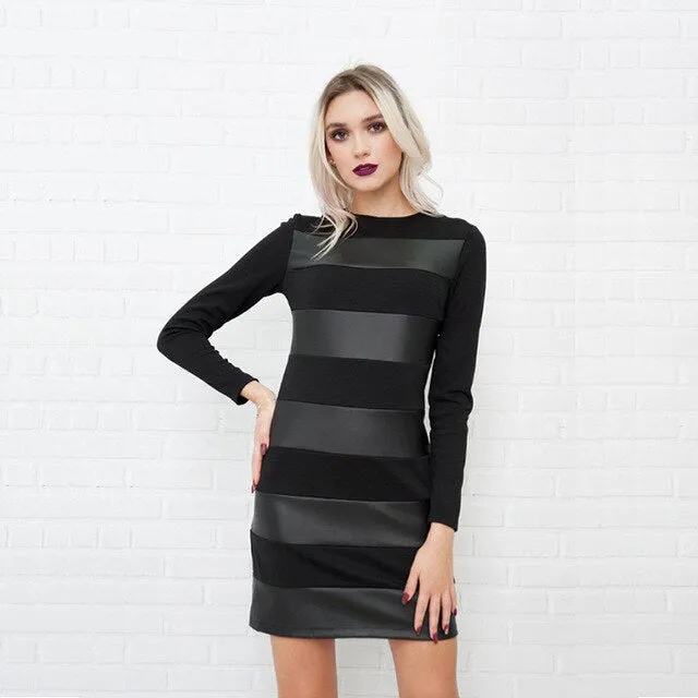 Women Casual Long Sleeve O neck Mini Dress