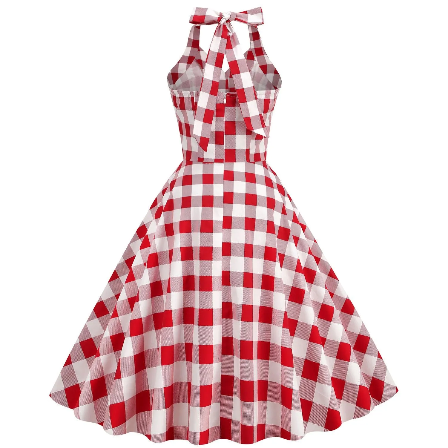 Women's 50s Halter Vintage A Line Polka Dot Cocktail Dress Prom Tea Party  Swing Dress