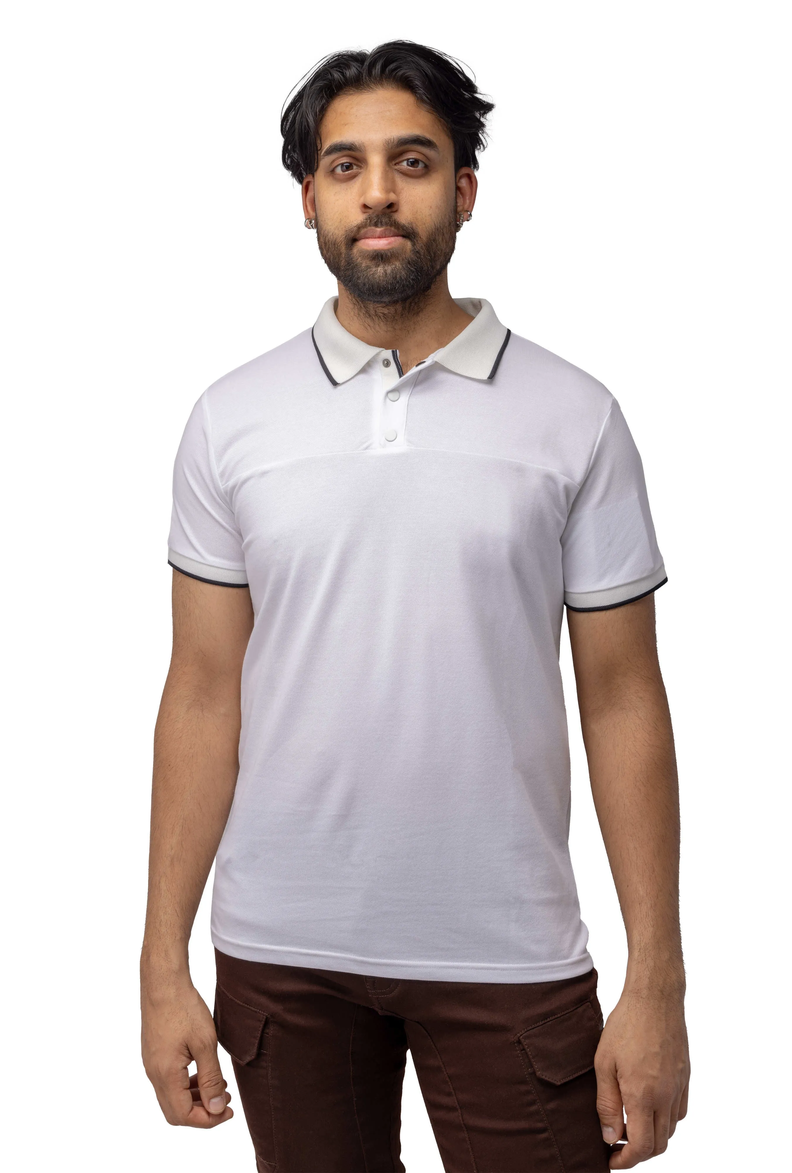 X RAY Men's Slim Fit Snap Button With Chest Seam Polo Shirt