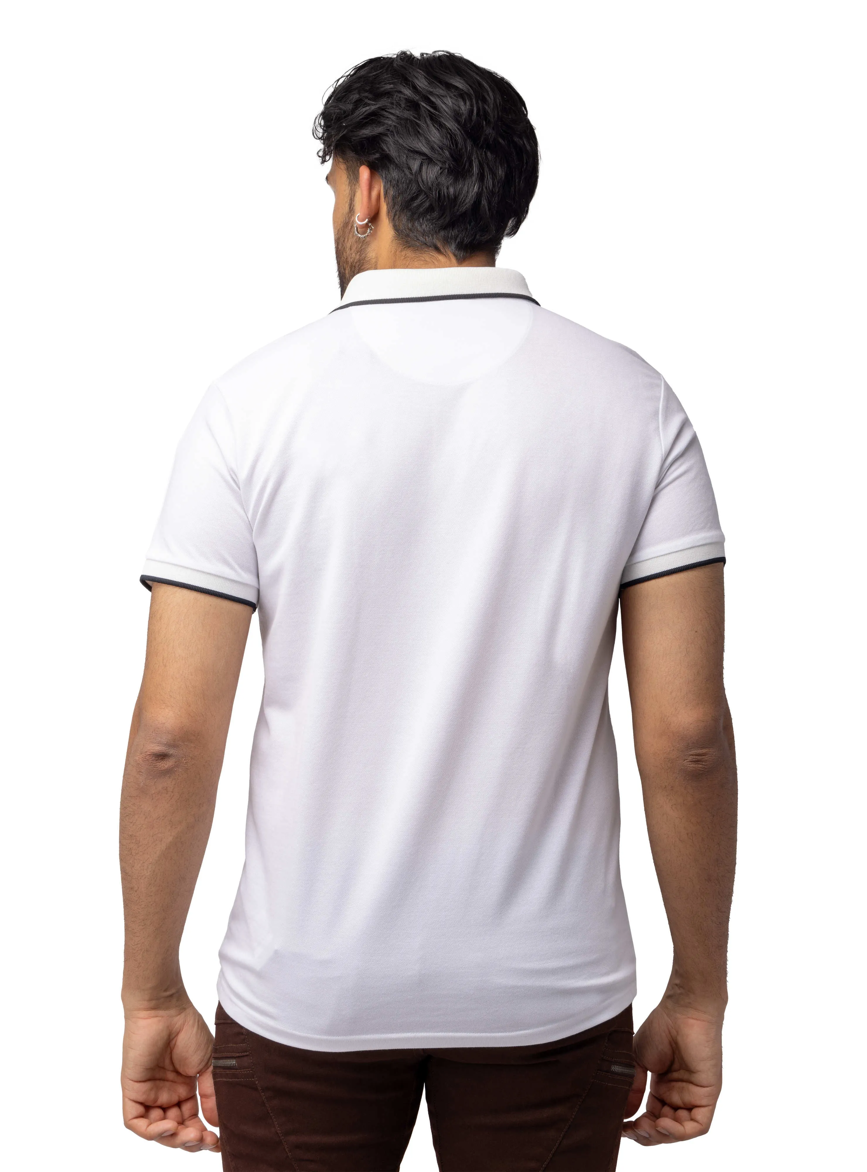 X RAY Men's Slim Fit Snap Button With Chest Seam Polo Shirt