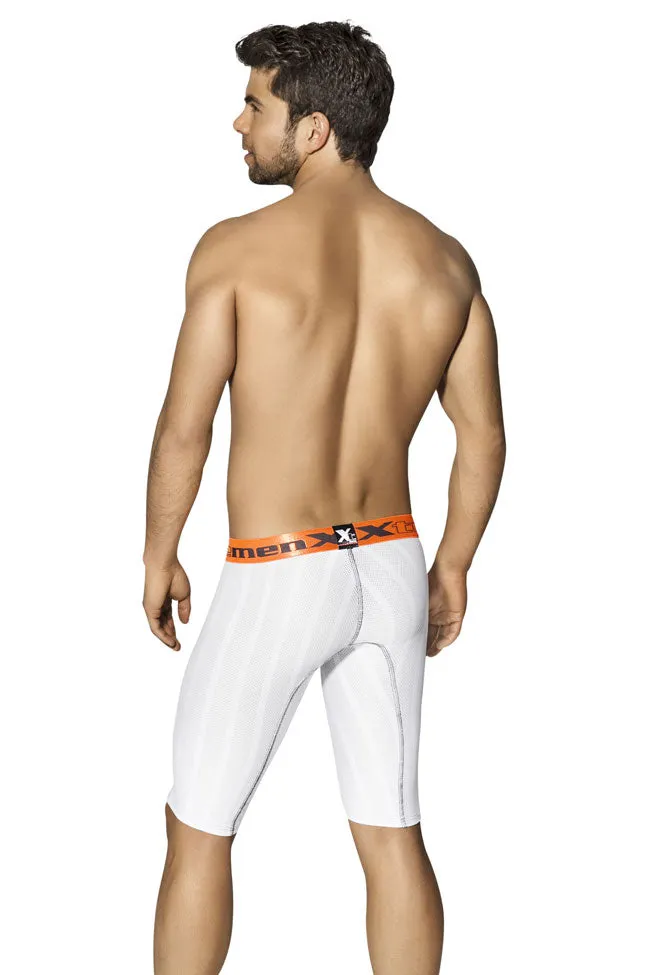 Xtremen Sports Microfiber Stripe Long Boxer Brief Underwear White/Orange 51340 Size L