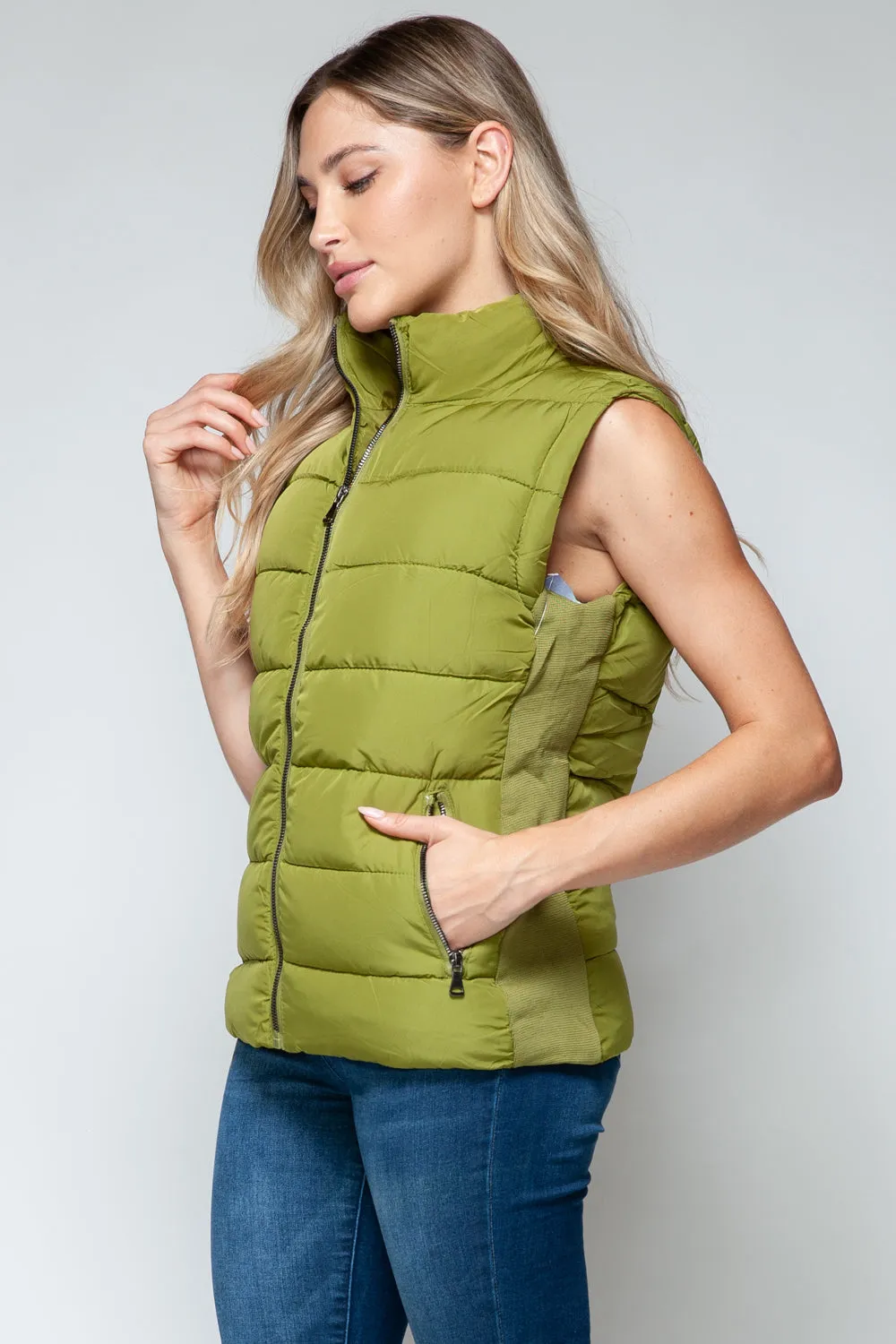 Zip Up Turtleneck Vest with Pockets